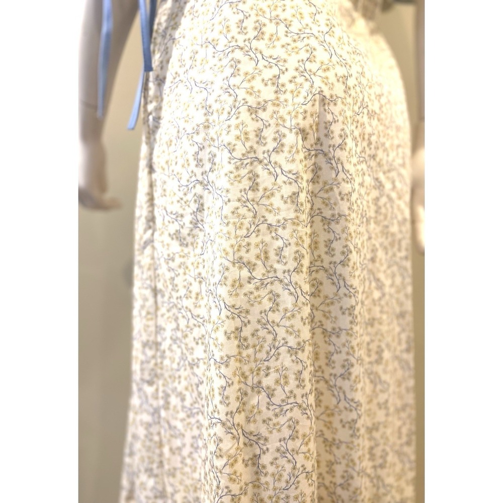 Dondolo Floral Wrap Maxi Dress Puff Sleeve Embroidered Collar Cottagecore Size M - Picture 8 of 15